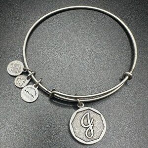 Alex & Ani bracelet with J initial monogram in silver tone